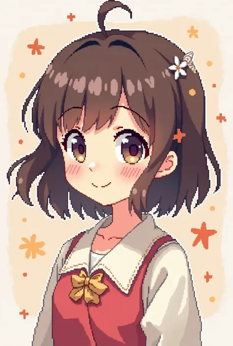 Make an anime girl in pixel art 