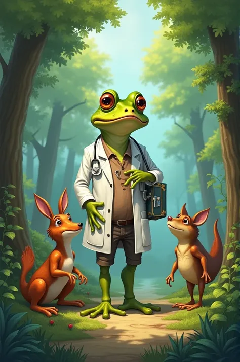 A frog that is a wild veterinarian 