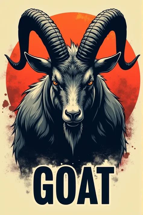 Savage goat graphic design with text GOAT on the bottom of image