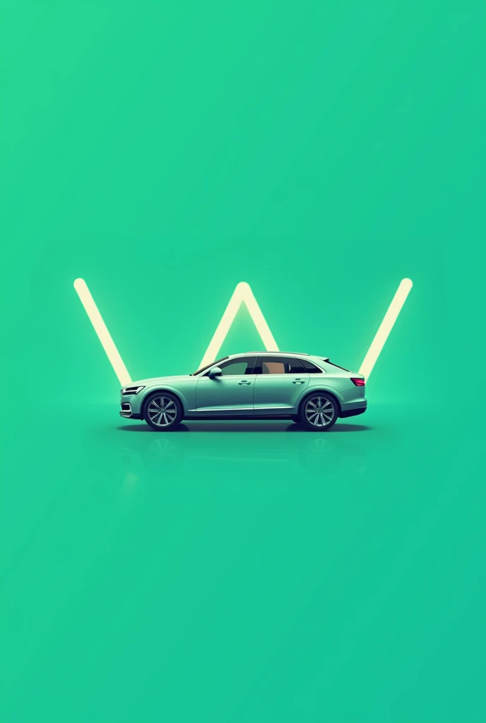 Logo pour une application mobilr qui sappel wassalni avec la lettre w et voiture algerien moderne avec la couleur vert deau