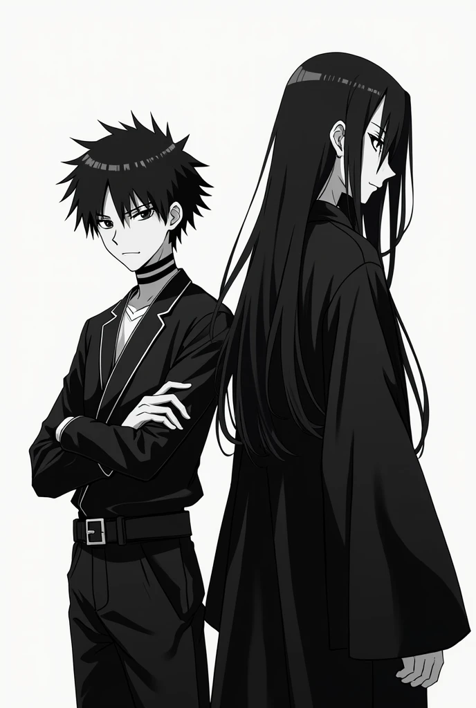 two anime characters in black and white standing next to each other, katsuhiro and inio asano, jujutsu kaisen, joker looks like naruto, bleach manga style, chainsaw man manga, goro and kunkle, moebius and tsutomu nihei, wearing japanese techwear, tokyo gho...