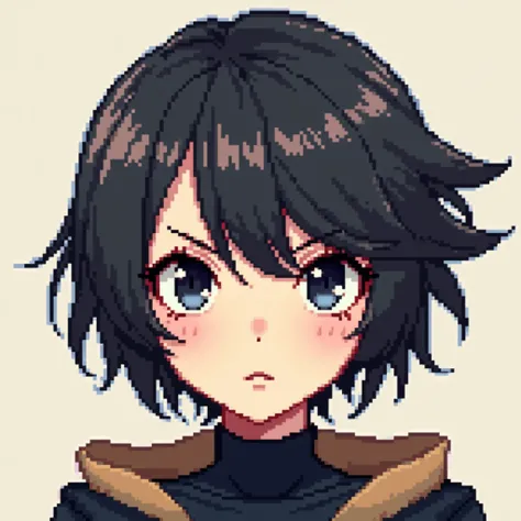 Create a wig out of short hair in 32x32 pixel art, But I wish she were looking ahead