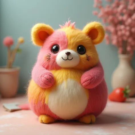 A cute round fluffy exotic plump animal wool doll