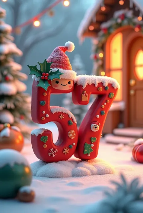 Number 57 Christmas cute 3d