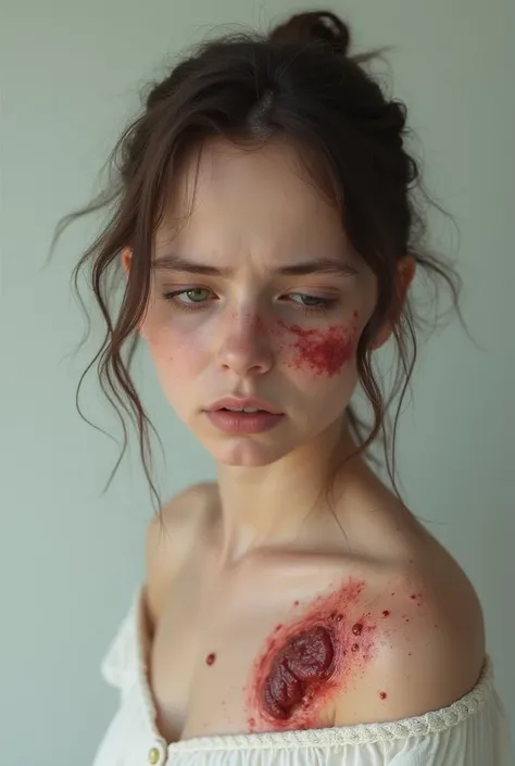 A girl showing ulcer