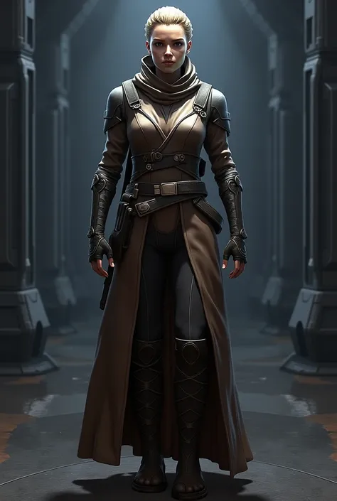 
"Design an immersive and intuitive character customization menu for a Star Wars: The Old Republic-inspired video game. The menu should allow players to create a unique character while maintaining a sleek, sci-fi aesthetic that feels at home in the Star Wa...