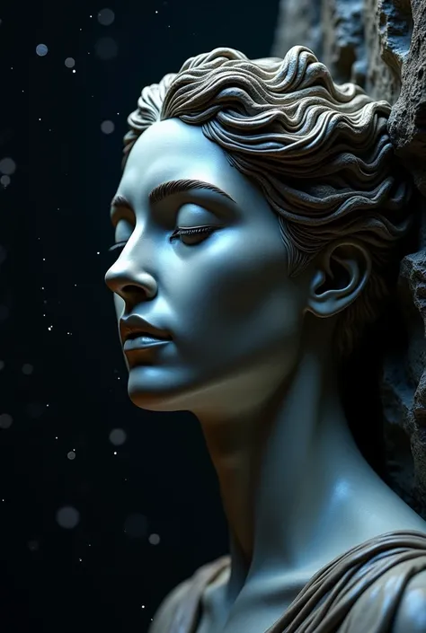 Create image of the statue of the face of the goddess Nyx