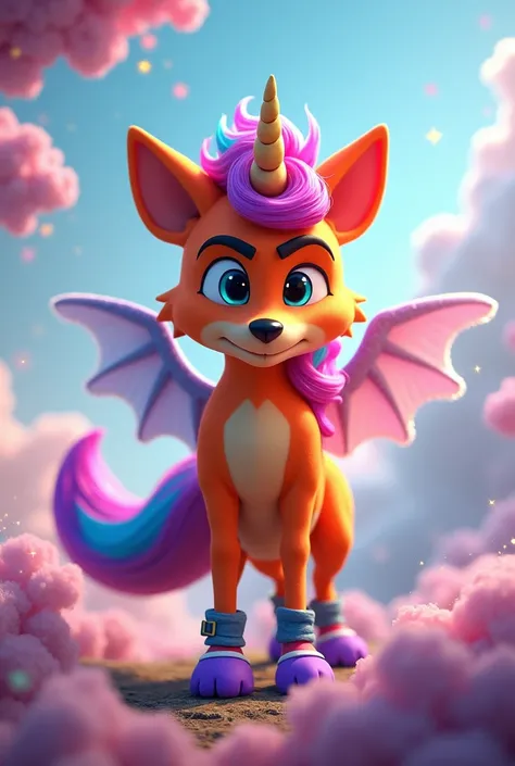 Crash bandicoot dressed up as a unicorn fursona