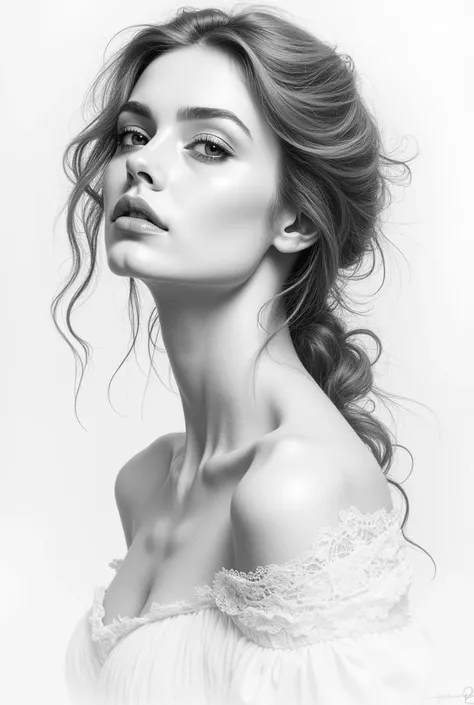 pencil sketch,  Beautiful girl, portrait,  high detail ,  masterpiece fails, 