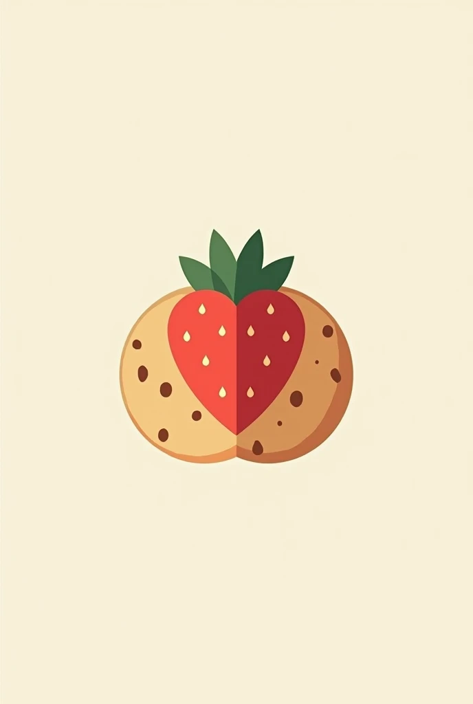 A minimalistic logo ,  that combines a strawberry and a cookie 