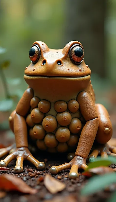 Create a frog that consists entirely of acorns