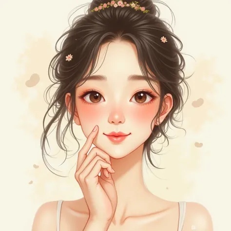 A woman with a gentle smile in illustration style