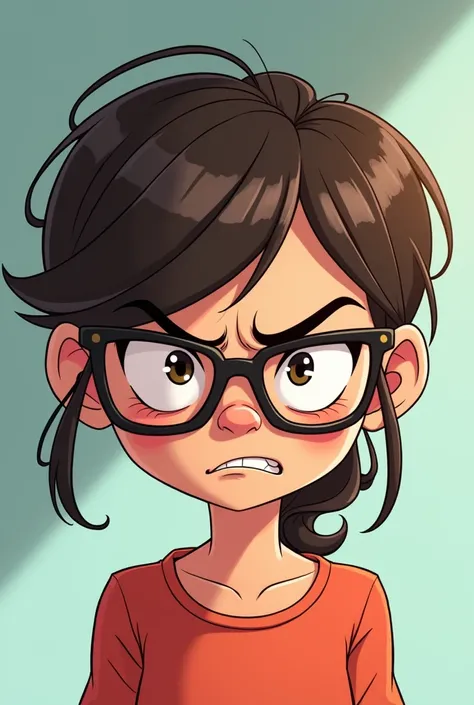 Animated angry girl with glasses