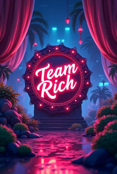 Make cool design with the name teamrich But growtopia casino style