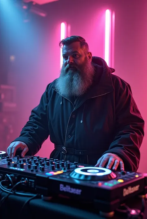 Fat dj with nice beard and Jedi powers