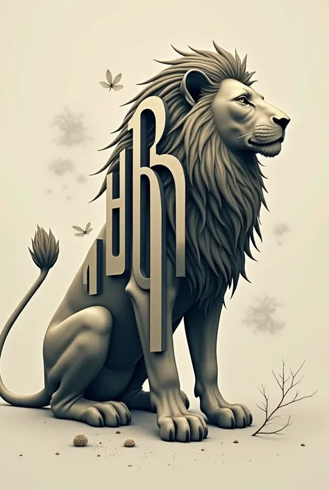 Create a personal logo with the letters M ,in,R,I,l,l,the.  Let the shape of the letters make the image of a lion, Subrealist.