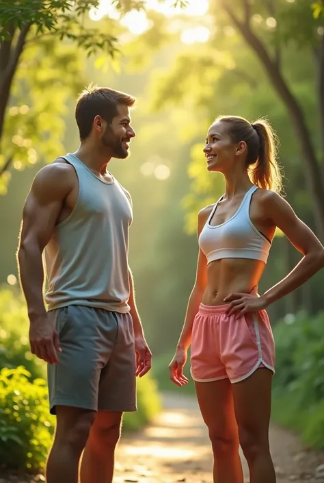 Two healthy people and health and exercise topics 