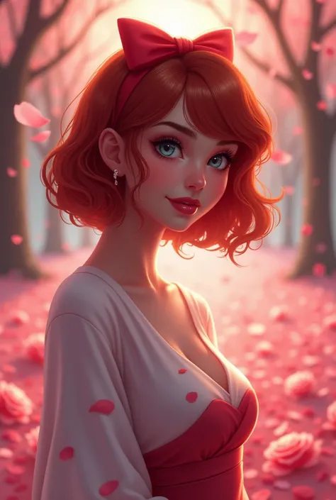 ( better quality,  ultra detailed , photorealistic : 1.39),  bright and vibrant colors ,  lighting studio ,  romantic expression , ((Background of petals and pink roses)) El  Cairo  es una chica hermosa con senos medianos y redondos, El  Cairo  es lindo co...