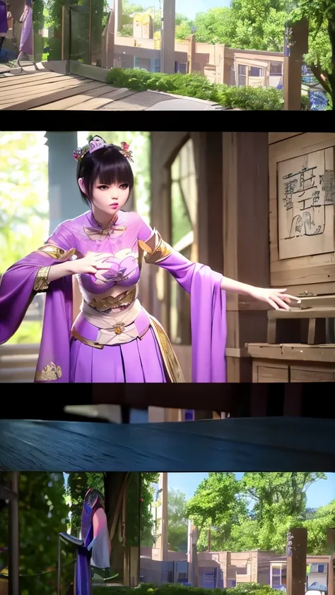 fantasy world，precise， Ancient Chinese ，Room，, 1 woman ， high detail（1.2）, shy， wearing purple silk clothing，precise, 8k Octagonal Rendering, 