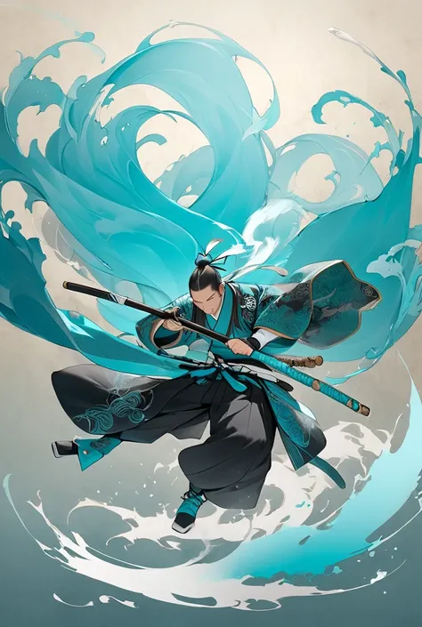 Turquoise samurai fog calligrapher