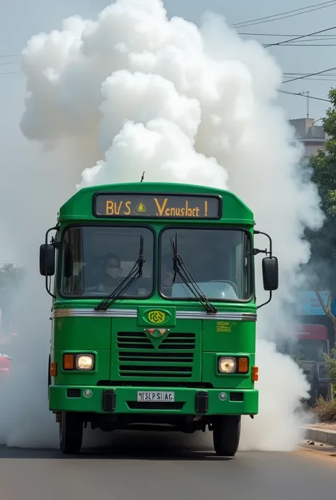 KCB BUS WITH ALOT OF WHITE SMOKE GREEN IN COLOUR