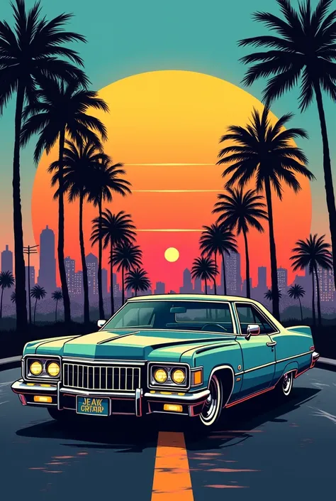 OLD School RAP Logo palm trees city low riders 