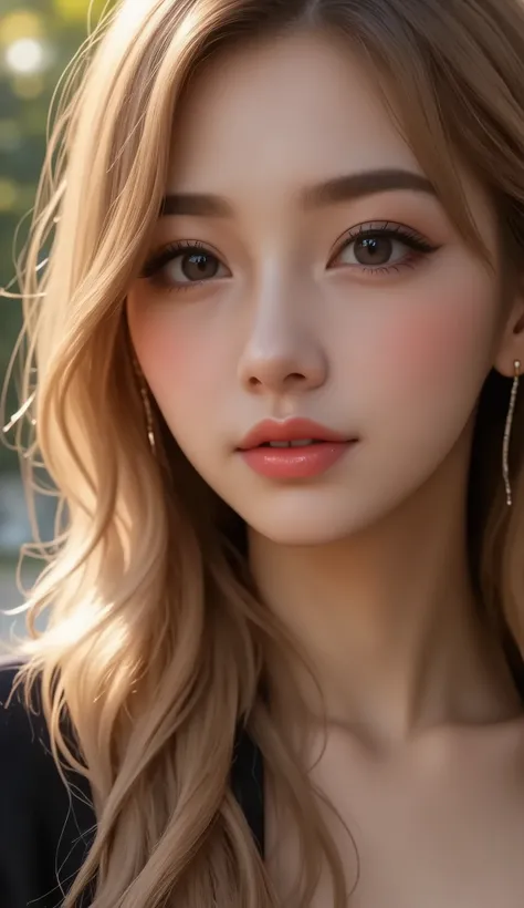 (ultra detailed, absolutely resolution, best quality:1.3), 2.5D, delicate and dynamic, shading effects, hyper realistic, artistic photography,, (:1.4), close up of a long blond haired woman holding a cell phone, Inspired by Magali Villeneuve, fantasy art ...