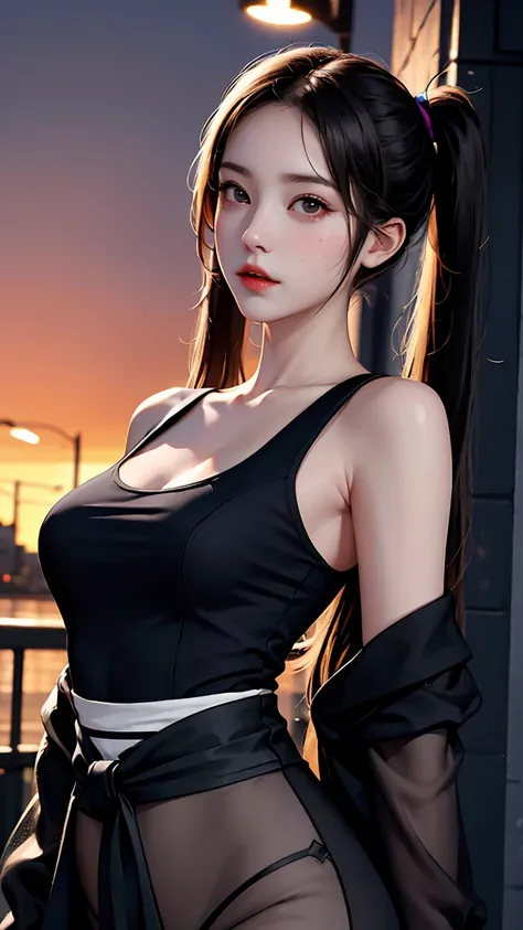 masterpiece, highest quality, One Girl, alone, blush, Twin tails, Long Hair, ((See-through streetwear)), Outdoor, night, Movie Posters, Extremely detailed 8K, Smooth, High resolution, super high quality, Cinema Lighting, 16k, Detailed face, Perfect composi...