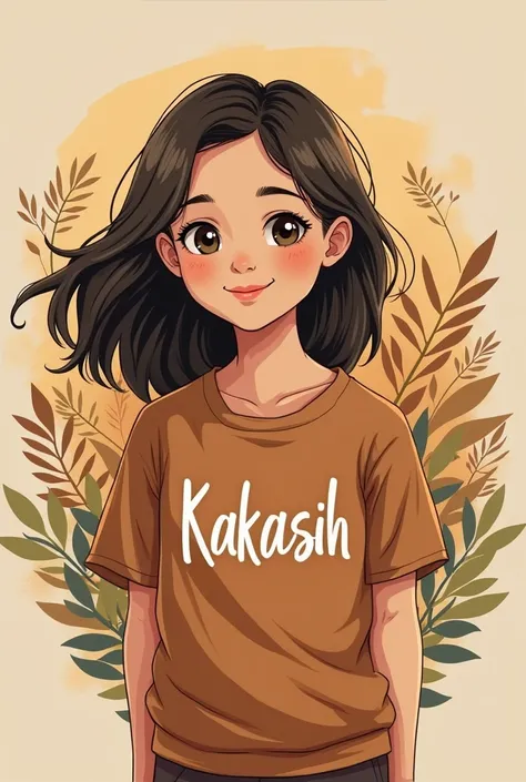 Create a girl name kakasih t-shirt brown