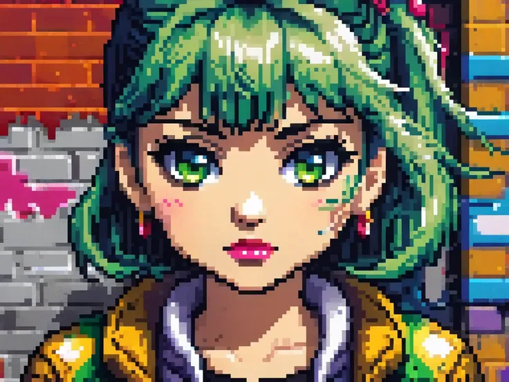 Street graffiti, close-up, 8bit, pixel art