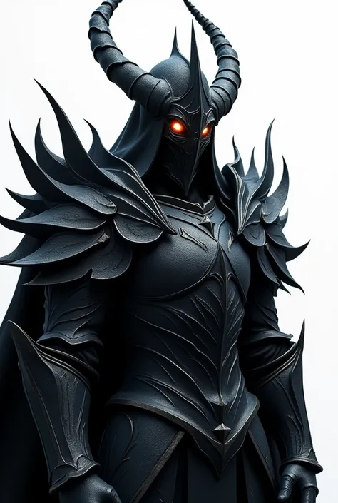 a close up of a person in a black outfit, dark fantasy style art, dark fantasy character design, gothic knight, dark fantasy concept art, dark armor, dark fantasy style, evil knight, fantasy warrior in full armor, black armor, sharp edged black armor, diab...