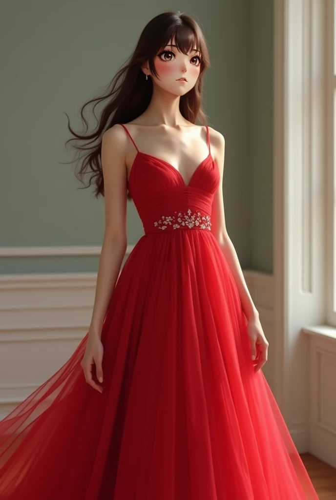 This girl but in a red dress 