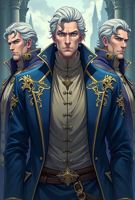  anime style , men, middle age, aristocrat, robust, Medieval jackets, gray skin