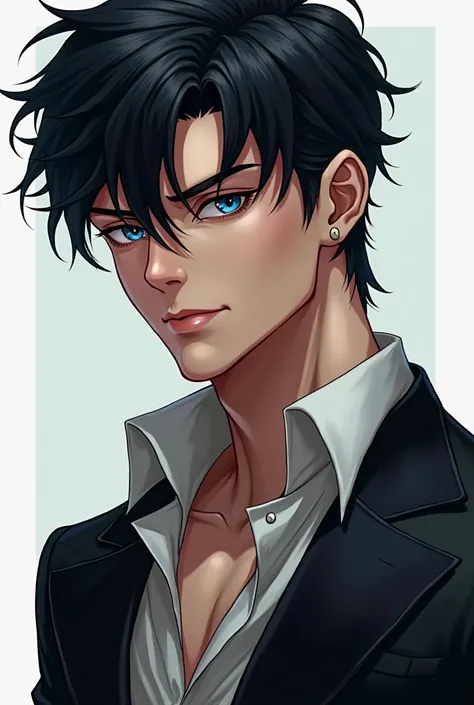  generates a boy with black hair,  blue eyes, with muscles, handsome, with money,  that he has a bad face ,  without tattoos , white, And that its cool 