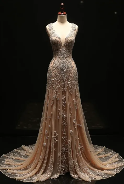 Make me a very magnificent classy elegant dress with very luxe rhinestones 