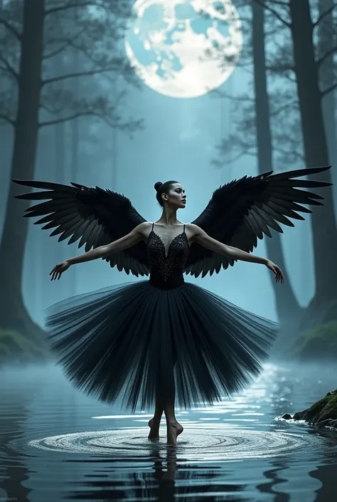 Black Swan Ballerina with Swan wings swan lake 