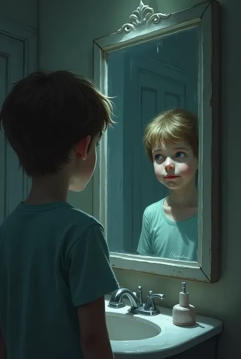 The strange case : One boy,  when looking in the mirror ,  was always shown in it as a girl