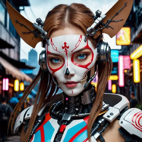 arafed woman with a mask and a metal headpiece, cyberpunk face, beautiful cyberpunk girl face, cybernetic machine female face, hyper-realistic cyberpunk style, wojtek fus, cyberpunk style ， hyperrealistic, cyberpunk horror style, cyborg girl, cyborg - girl...