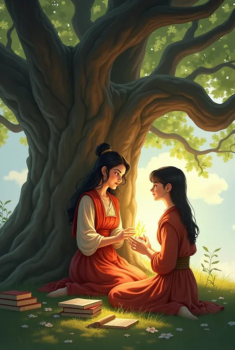  The flame of education!
Sara brings ren together under an old tree ,