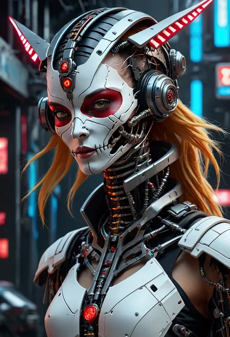 arafed woman with a mask and a metal headpiece, cyberpunk face, beautiful cyberpunk girl face, cybernetic machine female face, hyper-realistic cyberpunk style, wojtek fus, cyberpunk style ， hyperrealistic, cyberpunk horror style, cyborg girl, cyborg - girl...