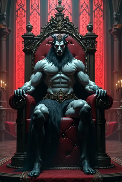 Centaur vampire king sitting on a throne