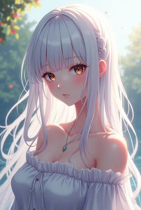 Sexy 23-year-old white-haired girl anime version

