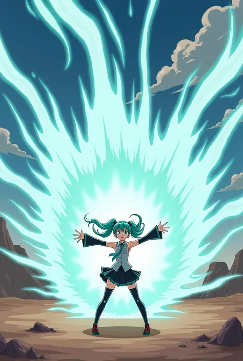 Can you make an image of HATSUNE MIKU doing a kamehameha