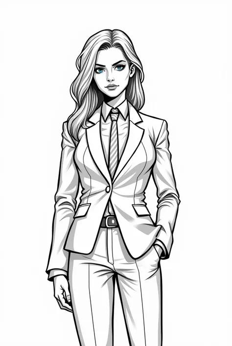  Comic-style drawing of a character representing a lawyer, white background without any background , drawing without colors 