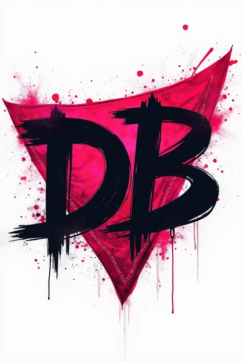 I need graffiti with a white background for a GTA V roleplay street band , of the initials DB on top of a stretched bandana,with the red and pink colors 