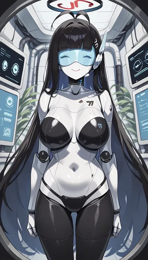 masterpiece, best quality, extremely detailed, (8K, 4K, Best Quality, hight resolution, 超A high resolution:1.1), ,8k portrait, Japaese android Girl,Plump , dark black leg cover,announcer,control panels,android,Droid,Mechanical Hand, Robot arms and legs, Bl...