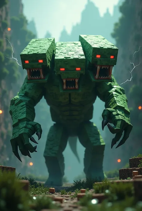 Terrifying 3-headed creeper in Minecraft 