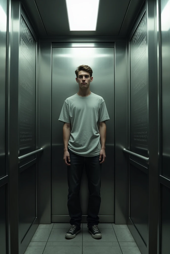  a 20-year-old man in an elevator, elevator climbing 