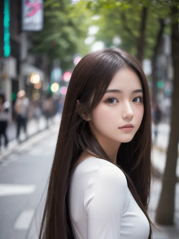  young beautiful woman, Cosmos,very_length_hair,  One girl , Cosmos, Alone, white_armor, top quality ,   Ultra High Resolution, Tokyo Fashion,