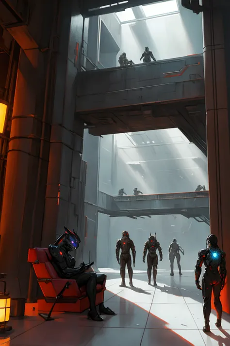 daytime, lounge hall, people, sci-fi, cyber